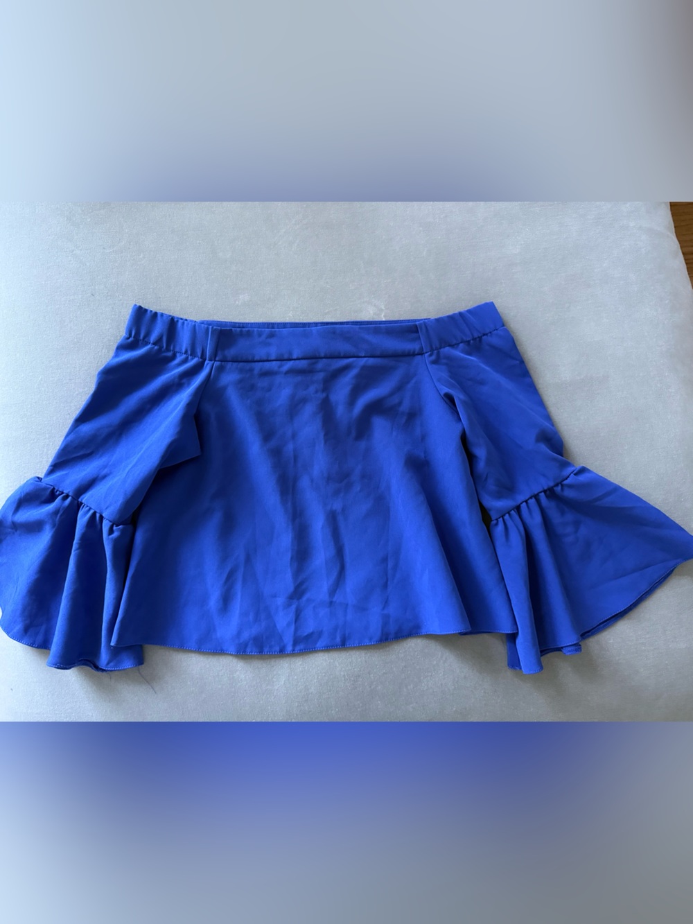 ASOS off the shoulder Blue Ruffle top